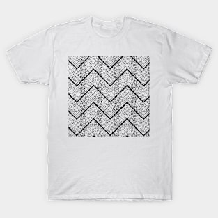 Monochrome Curve Dots Pattern T-Shirt